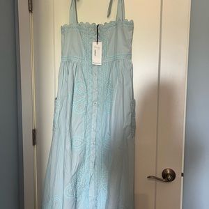Juliet Dunn baby blue tie shoulder maxi NWT
